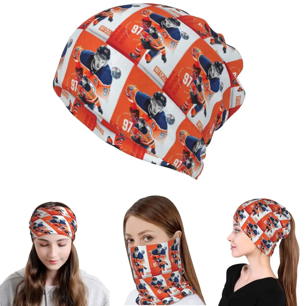 Connor McDavid Bandana Neck Cover Wrap Scarf Warm Cycling Scarf Beanies Hat Unisex Adult Winter