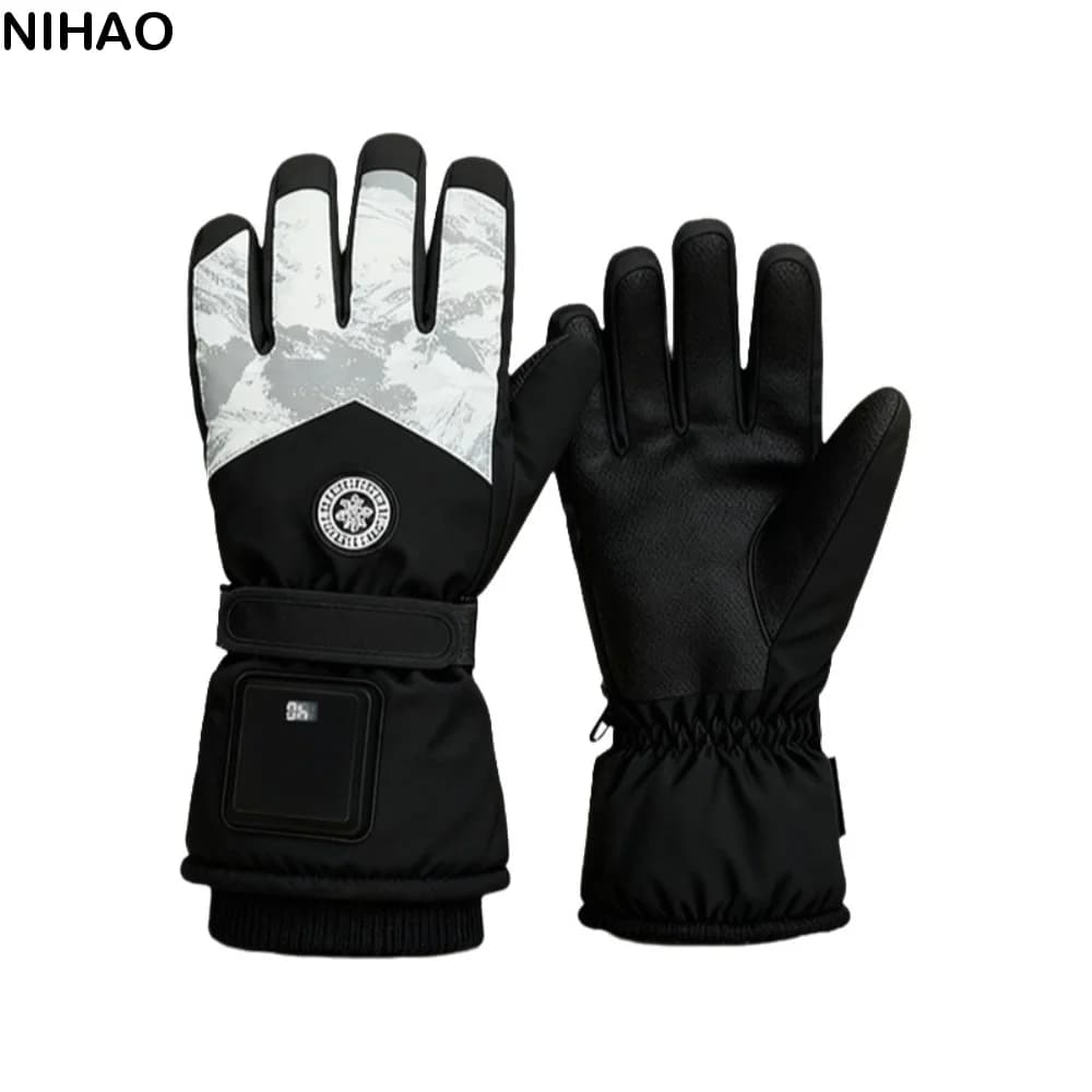 Windproof Electric Heated Gloves Thickening And Velvet Cold-Proof Heating Thermal Mitten 3 Heating Levels Adjustable