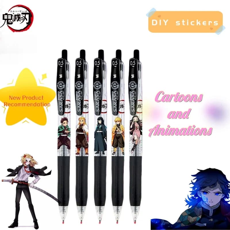 Demon Slayer Creative Cartoon DIY Stickers Student Neutral Pen 0.5 Black Pen Student Stationery Prize Personality Gift