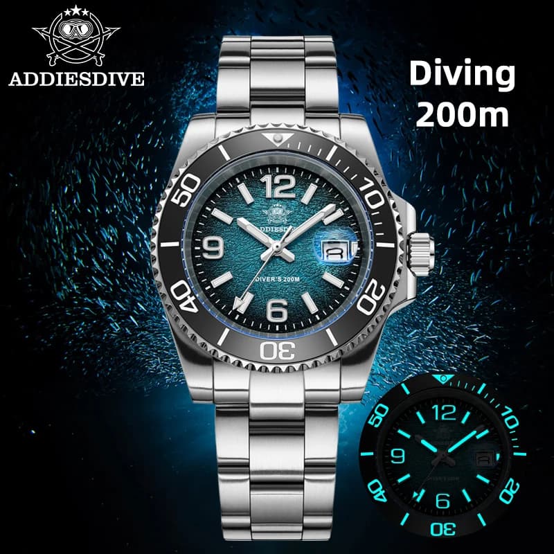 ADDIESDIVE 41mm Men's Underwater Watch AD2513 200M Waterproof BGW9 Super Bright Sport Luxury watch Reloj Hombre Quartz men's watch