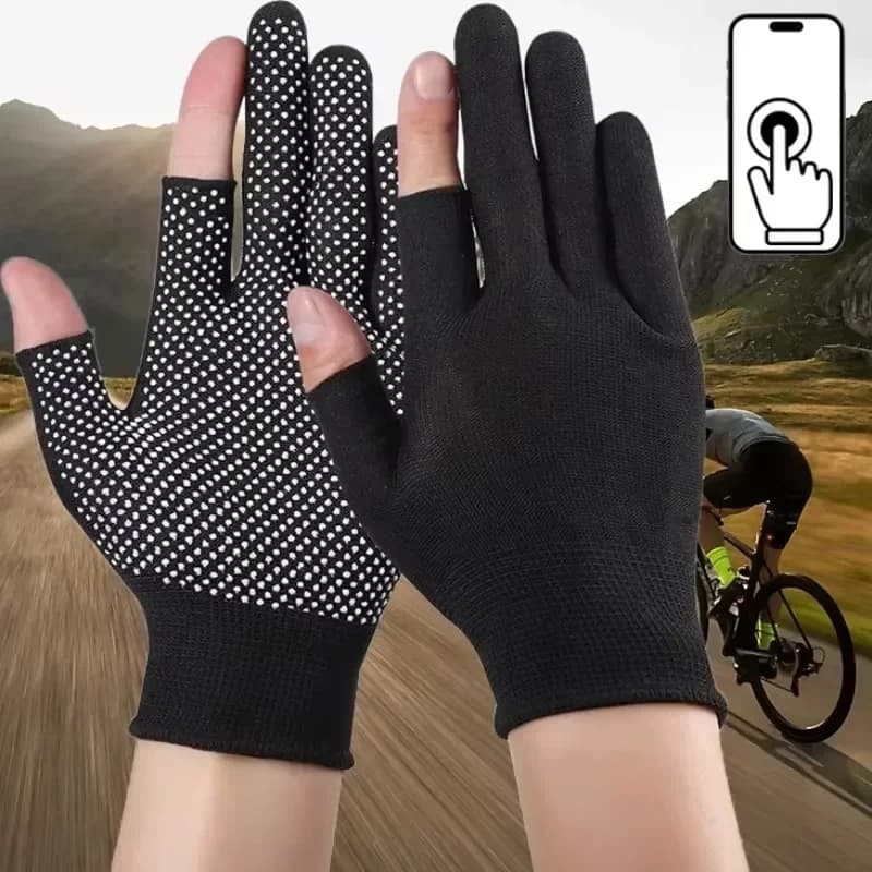 Nylon gloves with touchscreen, half fingers, anti-slip, breathable, summer, for men and women, for cycling, fitness, sport, sun protection