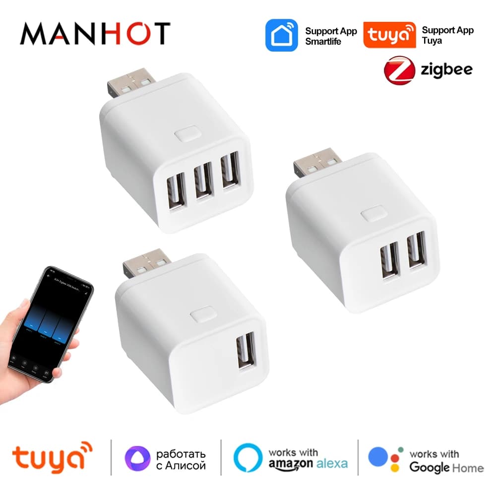 Tuya ZigBee Smart USB Micro Adapter Mini USB Power Adapter Multi Gateway Hub Wireless APP remote control for Alexa Google Home