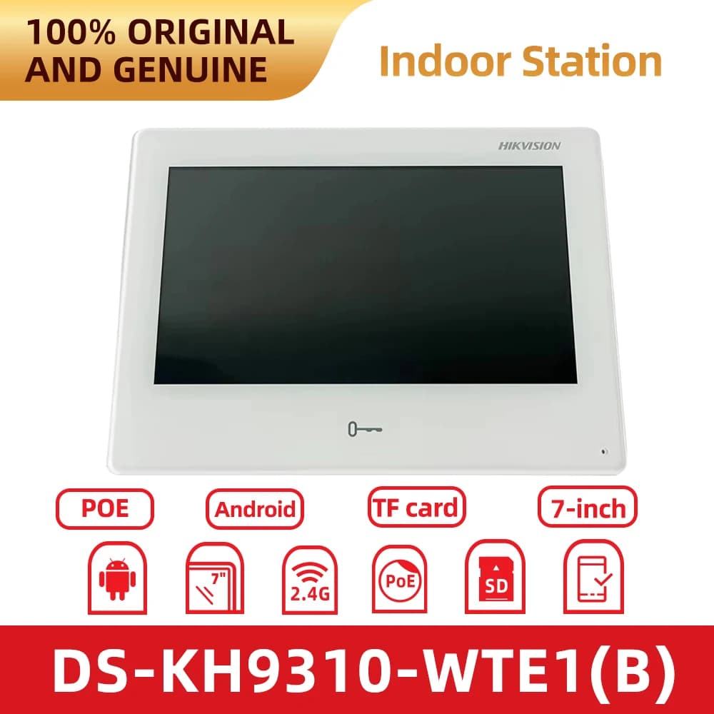 Original Hikvision DS-KH9310-WTE1(B) 7-inch Touch Screen Android WiFi IP Video Door Phone Intercom System Indoor Monitor