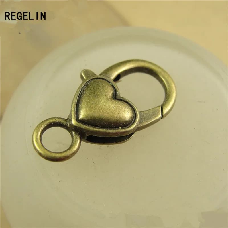REGELIN 10 pz/lotto Argento Antico Cuore Catenaccio Ganci Per La Collana Del Braccialetto Catena di FAI DA TE di Risultati Dei Monili Accessori 27*14 MM