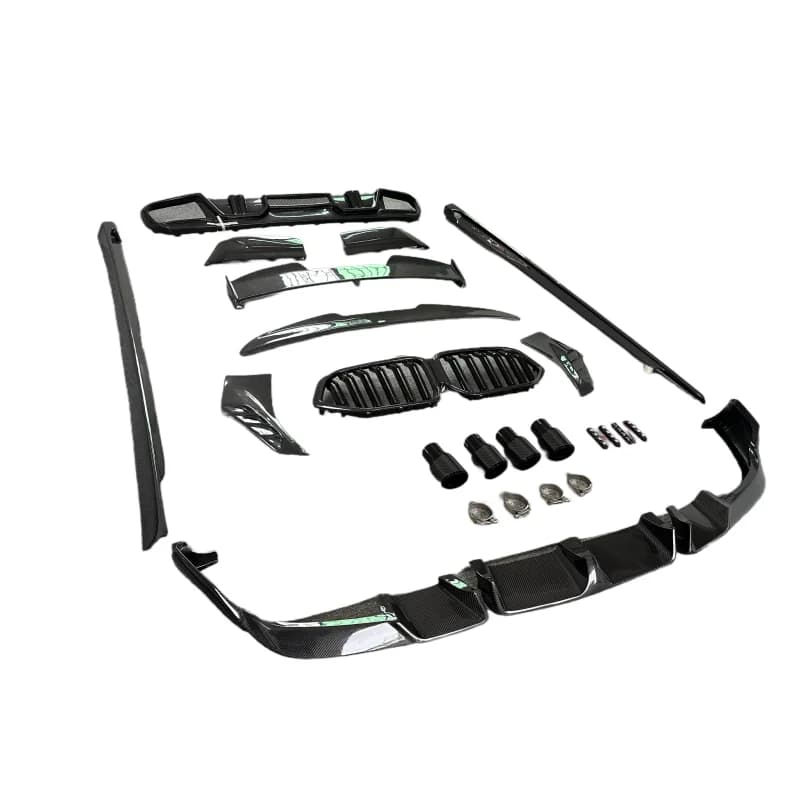 Kit Carrozzeria in Fibra di Carbonio LD Design per BMW G06 F96 X6M: Labbro Paraurti Anteriore, Diffusore Posteriore, Spoiler, Terminale di Scarico, Minigonne Laterali