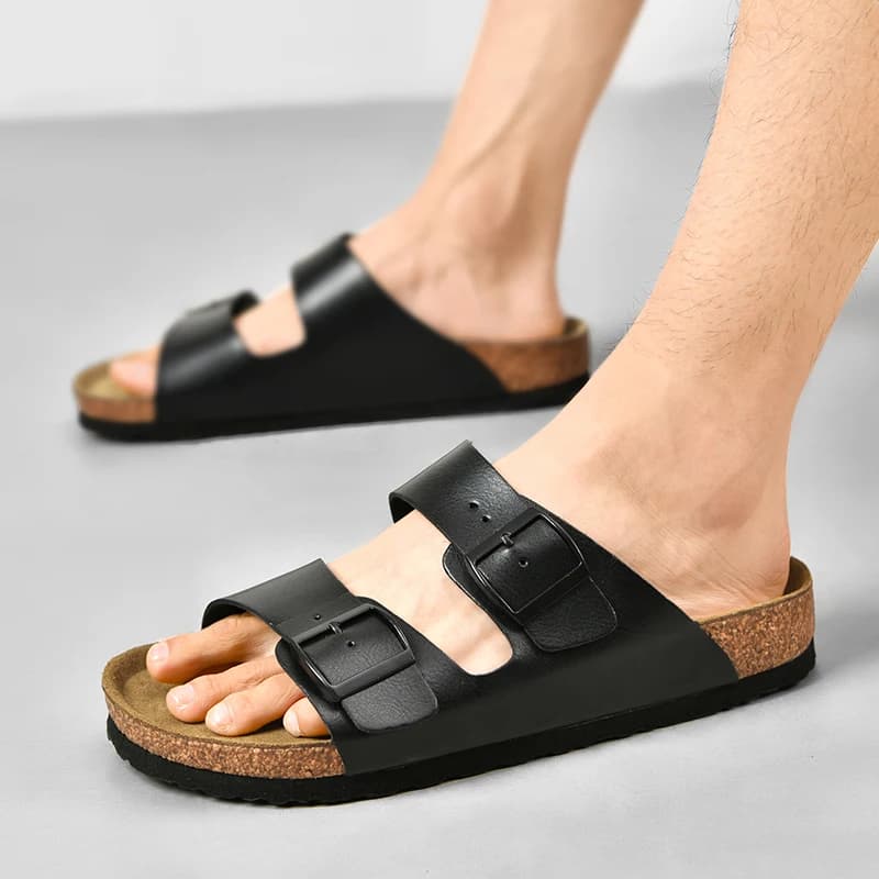 Men woman cork sandals slides leather soft microfiber sole health specialist large size hot sale Open Toe