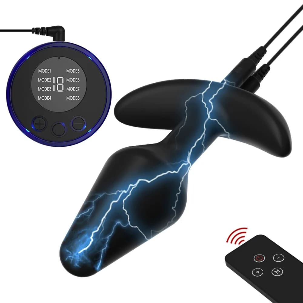 Plug Anale Elettrico a Impulsi con Perline Stimolanti, Massaggiatore per Orgasmo Vaginale e Prostatico, Giocattolo Sessuale per Masturbazione Femminile