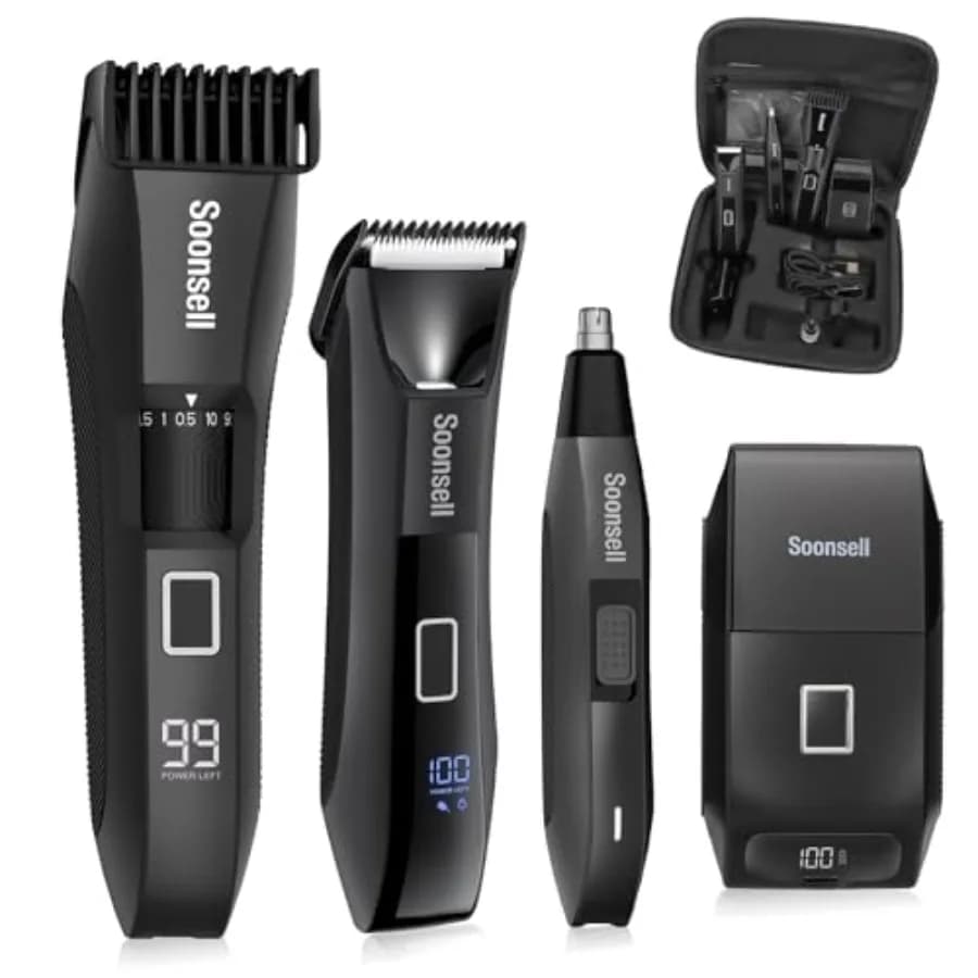 Rasoio Elettrico 4 in 1 per Uomo, Trimmer per Barba, Rasoio per Peli del Naso, Tosatrice per Capelli, Kit di Cura Maschile