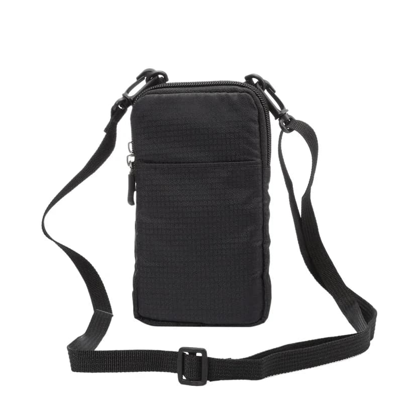 Borsa per telefono universale da uomo da 6,0-6,9 pollici Borsa sportiva con cerniera a doppio strato Custodia a portafoglio Clip da cintura Custodia a tracolla per ragazza