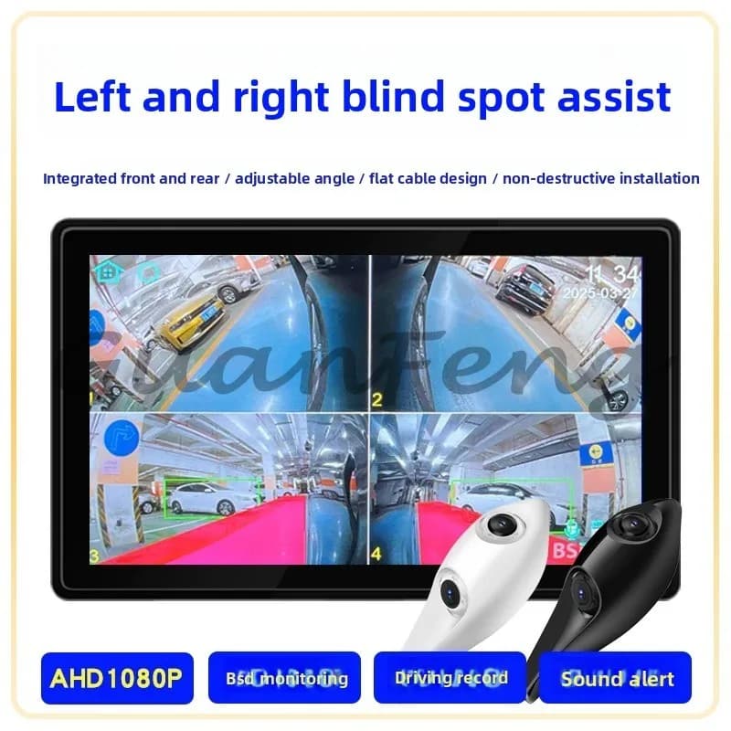 No Drilling Easy Install 2 in 1 Car Auto Door Blind Spot Car Vehicle Side View Camera for AHD 1920x1080P Waterproof