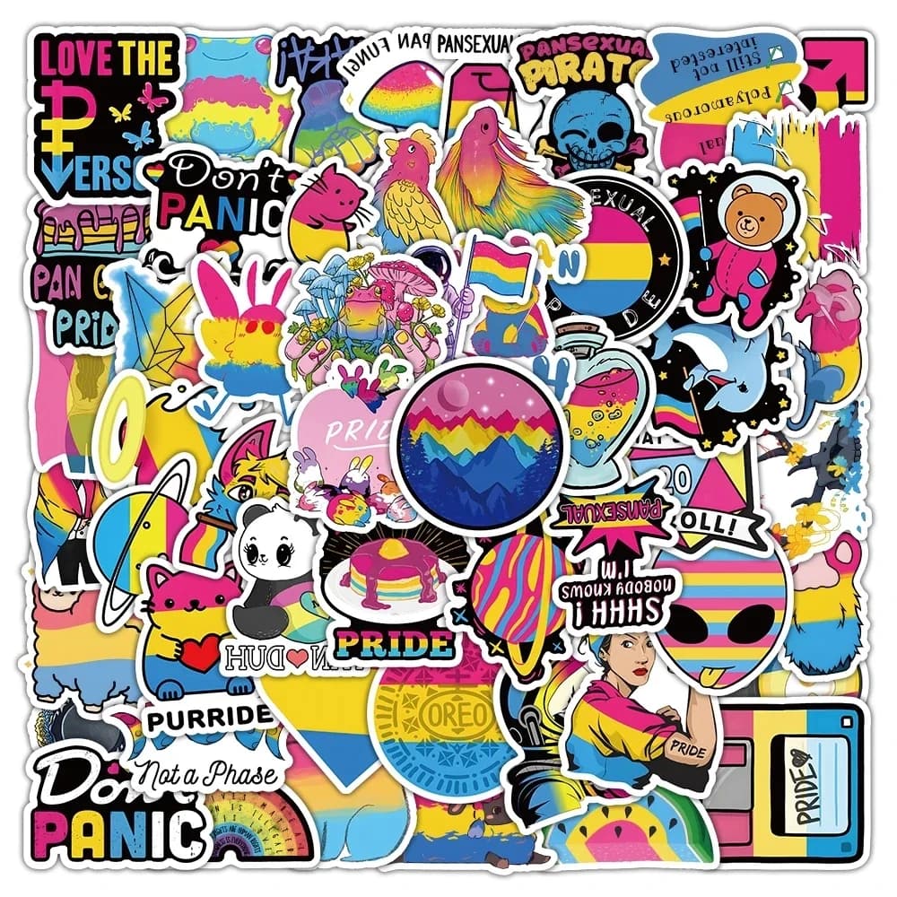 60 pezzi adesivi graffiti orgoglio pansessuale cartone animato arcobaleno LGBT decalcomanie decorazione laptop fai da te chitarra notebook casco giocattoli per bambini regali