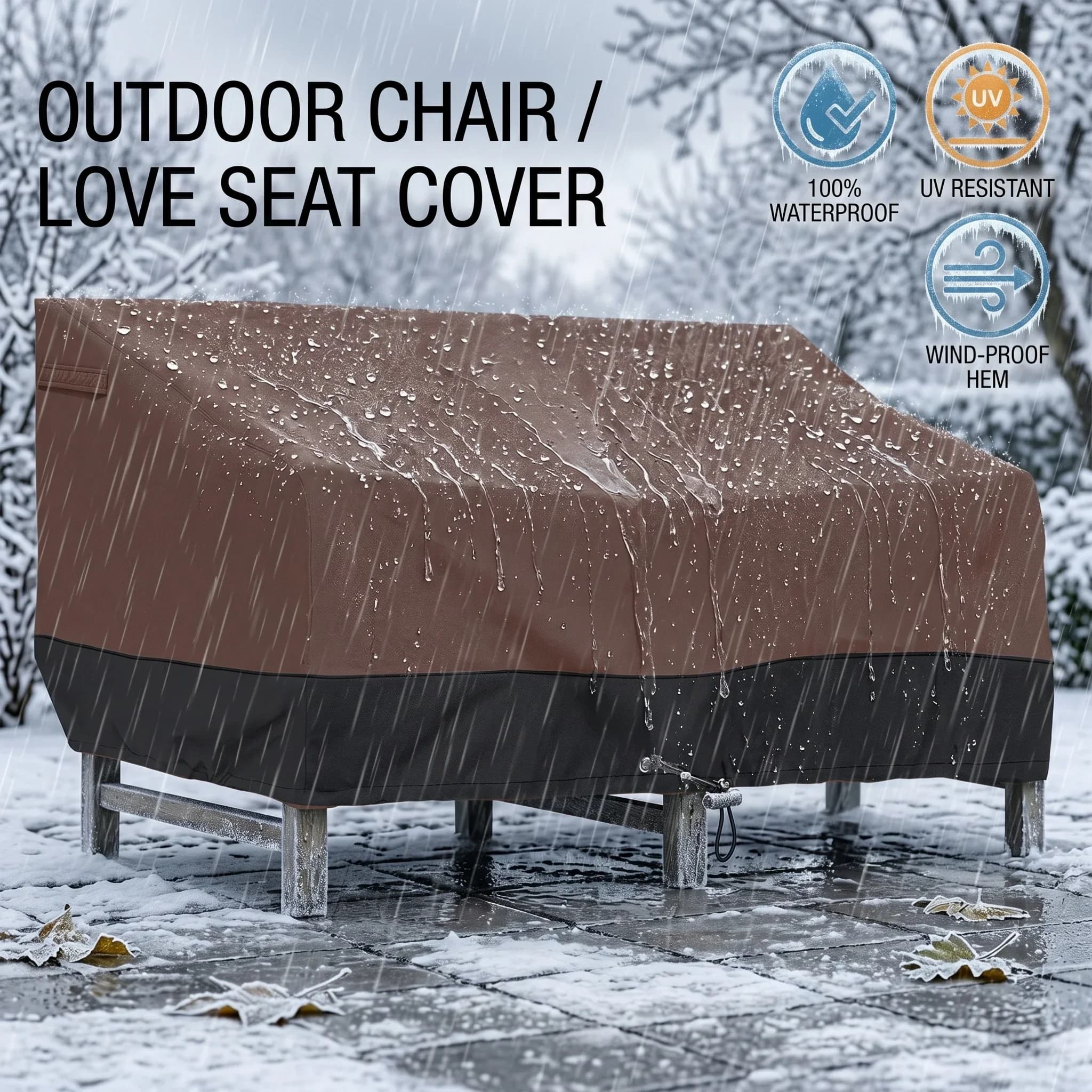 Heavy-Duty Patio Double Sofa Chair Cover,with Buckle & Drawstring Closure - Windproof Outdoor Furniture Protector Chairs Cover