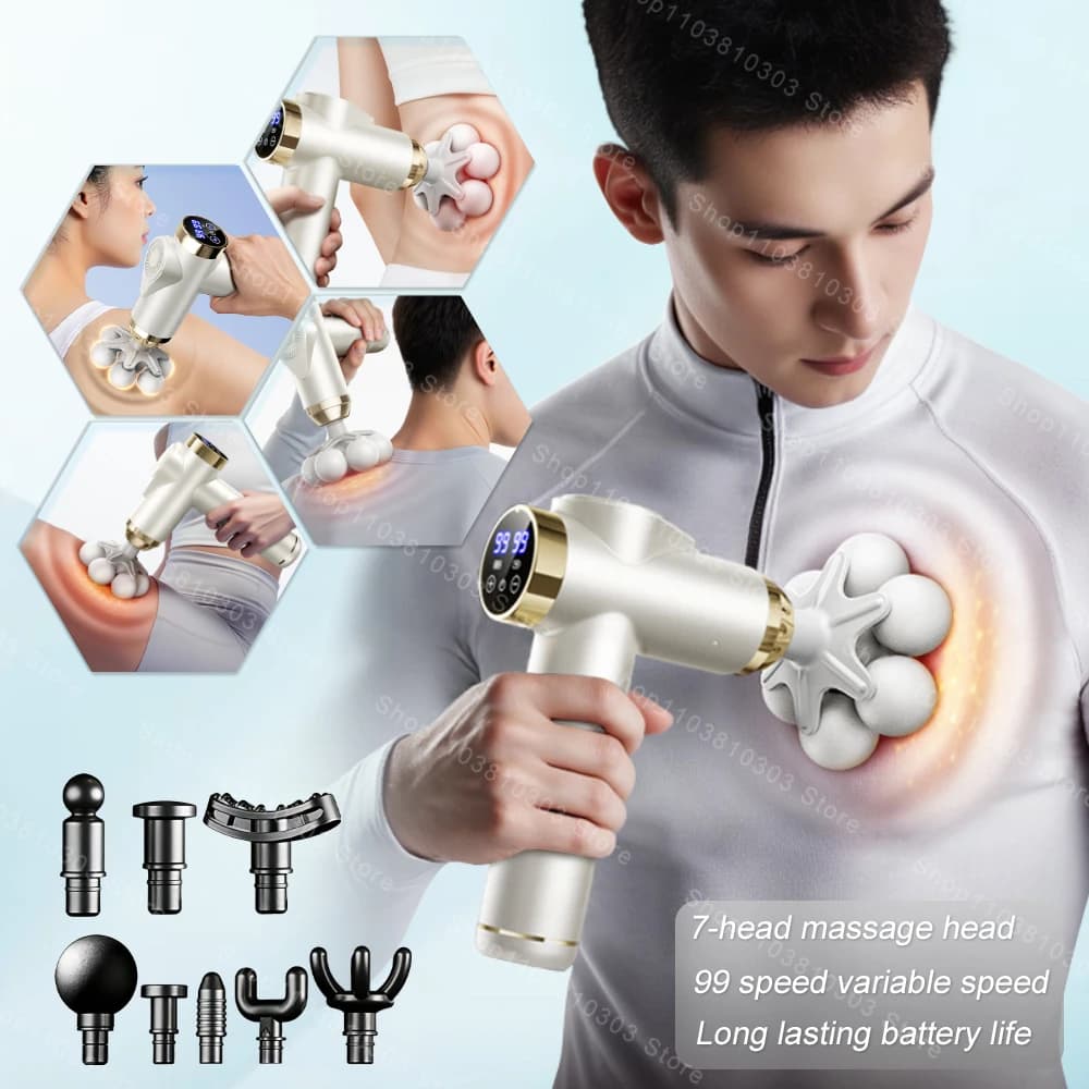 Deep Percussion Portable Massage Gun for Muscular Textiles, with Multiple Heads, for Muscle Relaxation, Fitness, Slimming, Professional Massage for Collo, Back and Body