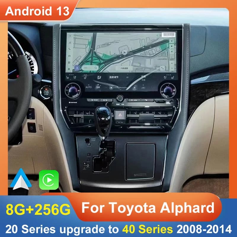 Android 13 Apple Carplay Lettore video per auto Schermo stereo multimediale centrale per Toyota Alphard 20 Series aggiornamento su 40 Series