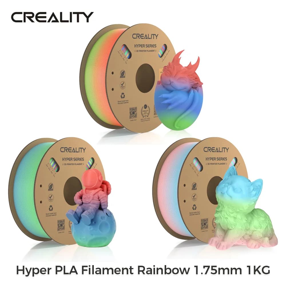 Creality Hyper Filament PLA Rainbow 1KG 1,75mm ±0,03mm Precision High Speed Filament Multicolor Color New 3D Printer Materials