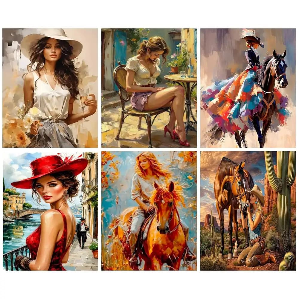 RUOPOTY Painting By Numbers Handiwork Art Paintings On Number Portrait Woman Painting Numbers Crafts Acrylic on Canvas Paints