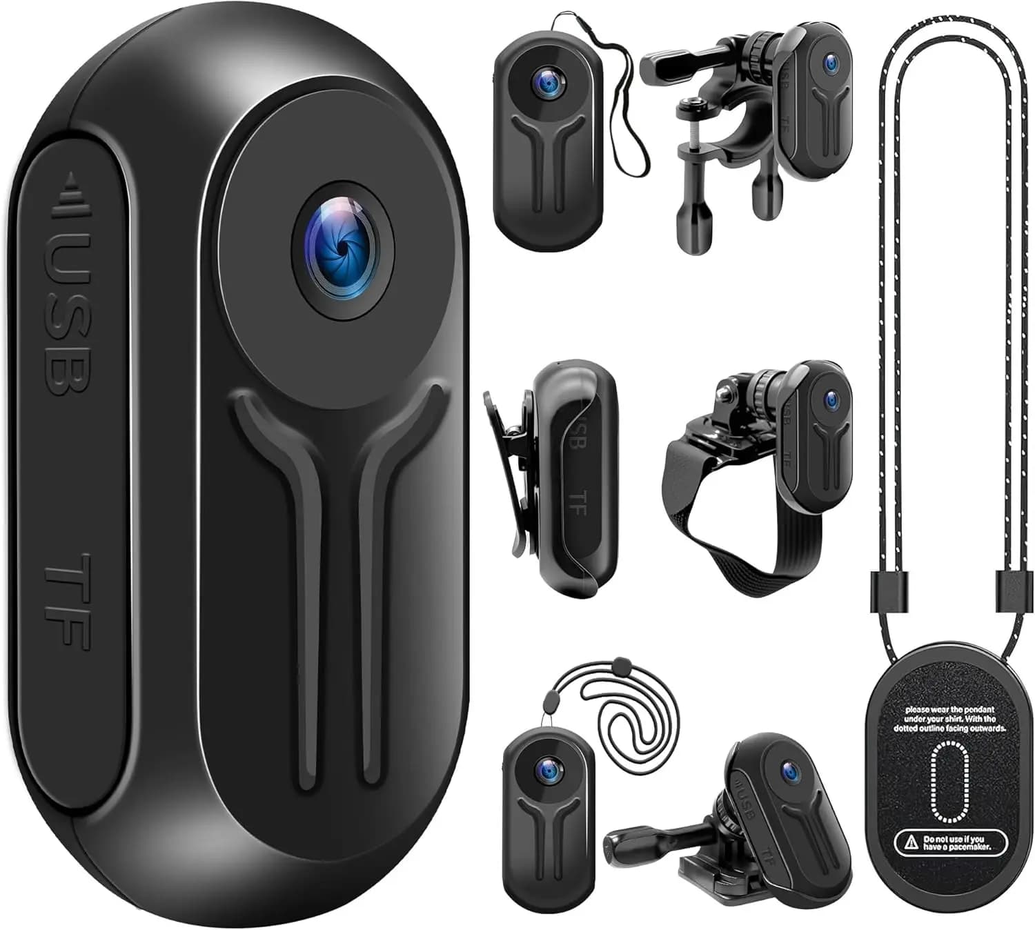 Action Camera HD 1080P with Night Vision, 64GB Card, Magnetic Clip for Sport and Security