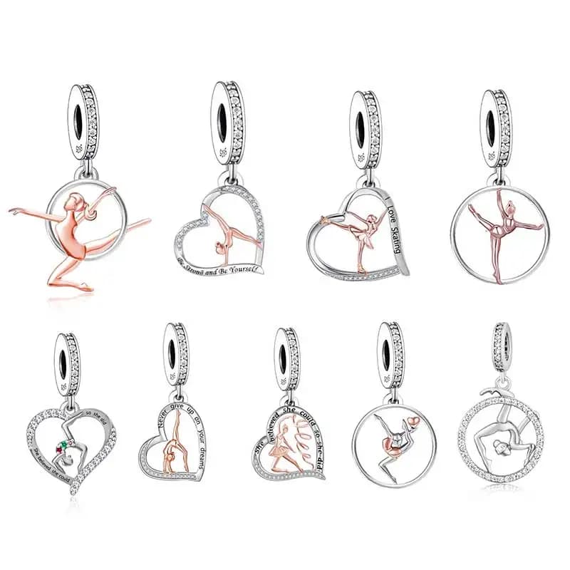 Misura il braccialetto originale Pan Charms in argento 925 non diventa mai i tuoi sogni. Perlina da ginnasta per realizzare la squadra di ginnastica dell'insegnante Berloque