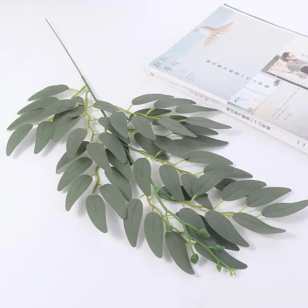 Long Artificial Willow Plants Leaves Branches Real Touch Handmade Silk Willow Leaves Handcraft Realistic Fake Plant