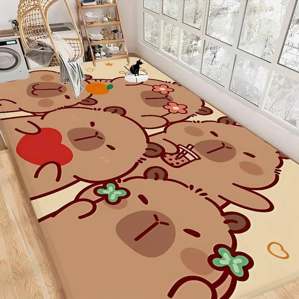 Cute Capybara Room Mats Retro Multiple Choice Living Room Kitchen Rug Non-Slip Welcome Rug