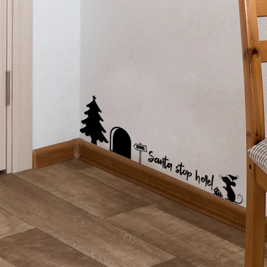 Adesivo da parete natalizio bianco nero PVC rimovibile per camera da letto soggiorno ingresso decorazione della casa adesivo da parete