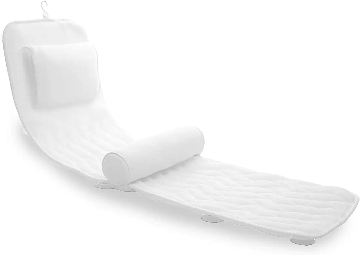 Cuscino da Bagno Integrale con Supporto Lombare, Cuscino per Vasca con 14 Ventose, Rete 3D Traspirante, Adatto a Qualsiasi Vasca, Accessori Bagno di Lusso