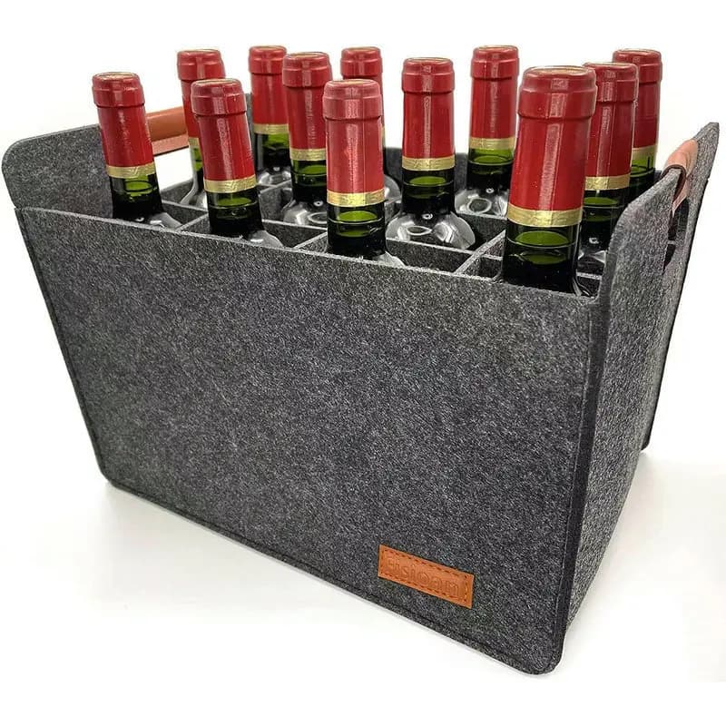 Borsa portabottiglie in feltro da 12 bottiglie Borsa portabottiglie riutilizzabile Borse per vino robuste e impermeabili per viaggi, campeggio e picnic