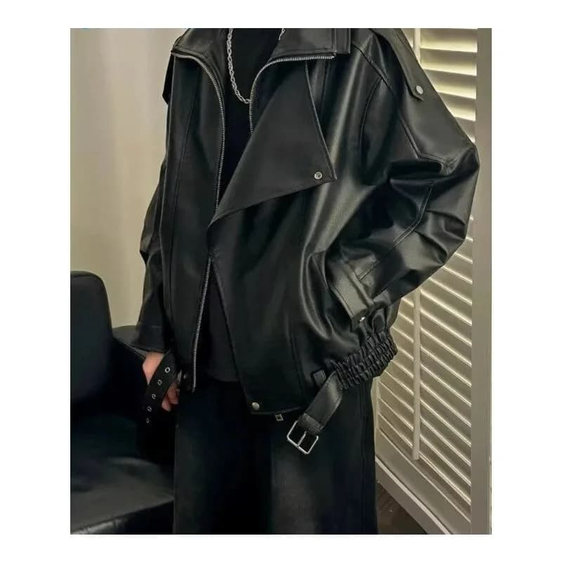 2025 Autumn New High-end Style Lapel Leather Jacket Casual Fashion Versatile Jacket