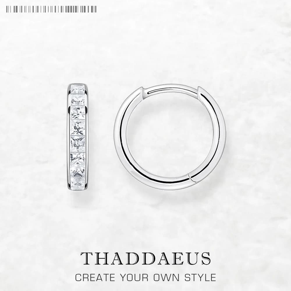 Orecchini a cerchio incernierati con zirconi bianchi Creole Europe Glam Fine Jewerly per le donne Regalo romantico in argento sterling massiccio 925