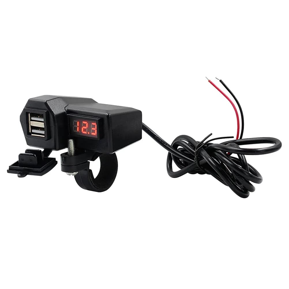 1Set Motorcycle USB Charger Dual Port 3.4a Fast Charger Mobile Phone Charging Voltmeter Efficient Motorbike Power Adapter