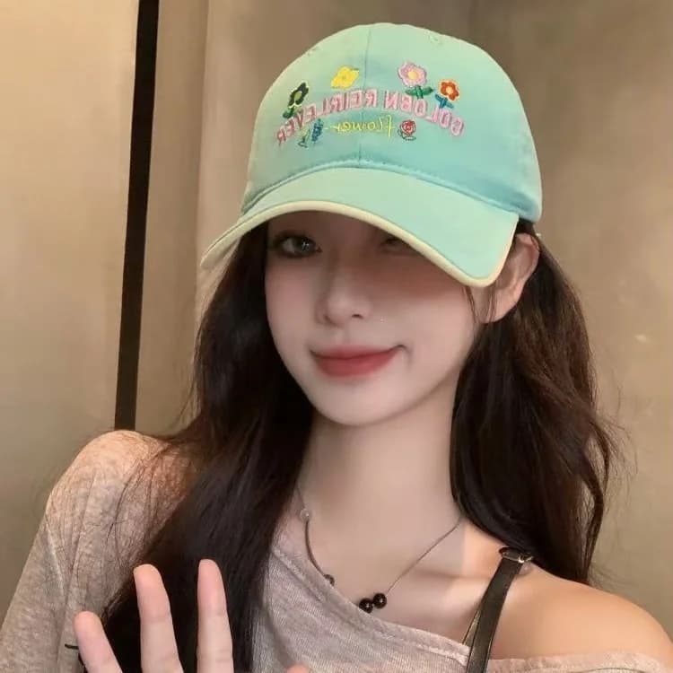 Sweet Style Girls Baseball Hat Vintage Floral Embroidered Cap Trendy Soft Top Dad Hat Daily Wear Beach Sun Protection Women