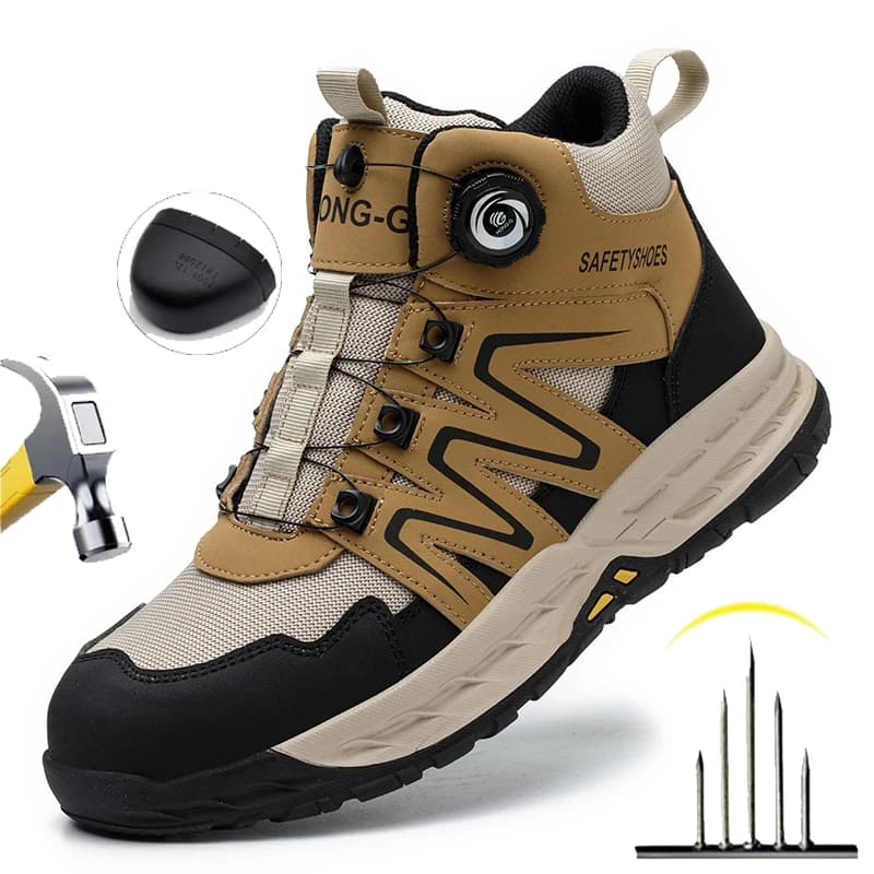 Mens Hiking Boots Steel Toe Shoes Work Safety Boots Non Slip Waterproof Boots Anti-Puncture Insulation Rubber Boots Biker Boots