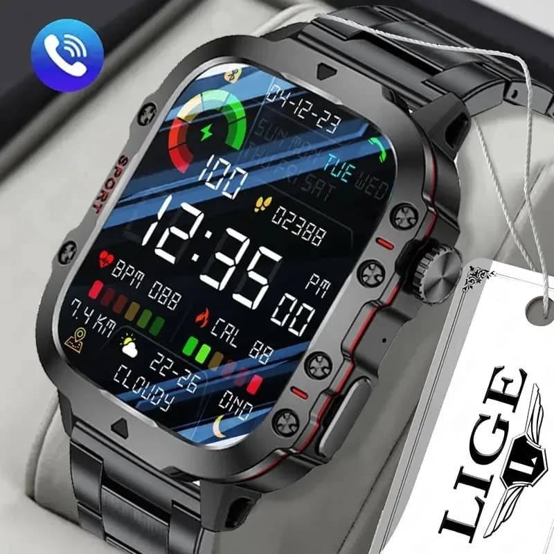 LIGE 2026 Nuovo Smartwatch con Schermo HD da 1,96'', Assistente Vocale AI, Chiamate Bluetooth, Monitoraggio Fitness e Salute, Regalo per Uomo