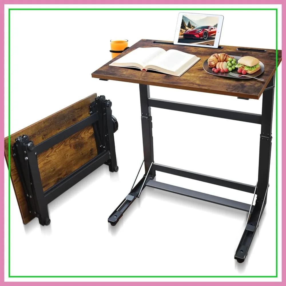 Tavolino Pieghevole per Divano - Supporto Grande per Laptop, Vassoio a C per Letto, Tavolino Sottodivano Scorrevole (16 Pollici Extra Largo)