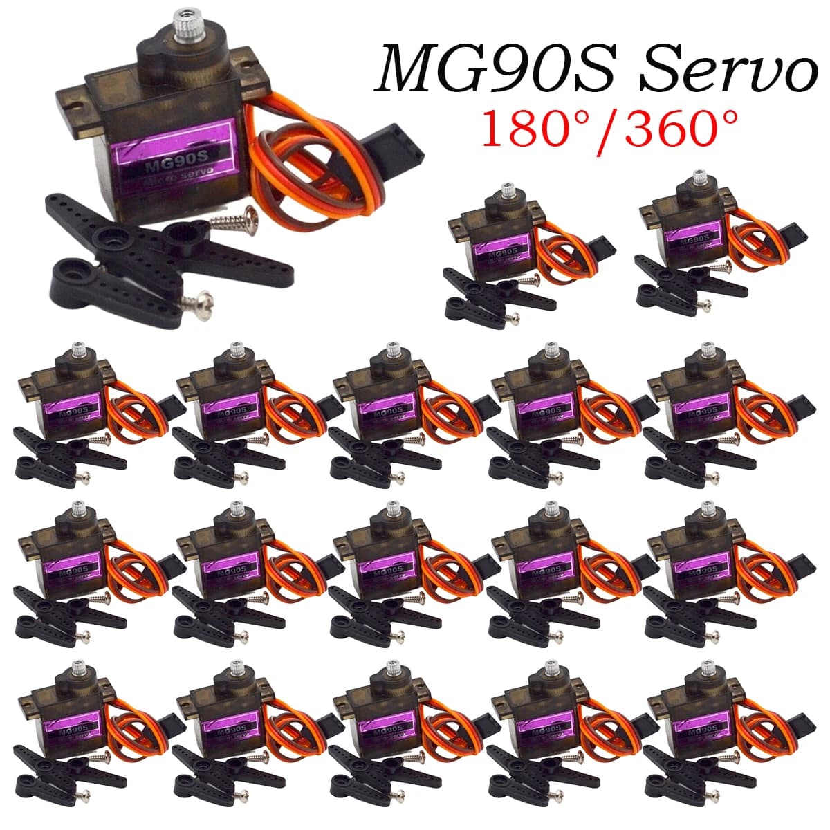 MG90S Servo 1/2/4/5/10/20 Pcs All Metal Gear 9g SG90 versione aggiornata per elicottero aereo barca auto Trex 450 RC Robot 180 360
