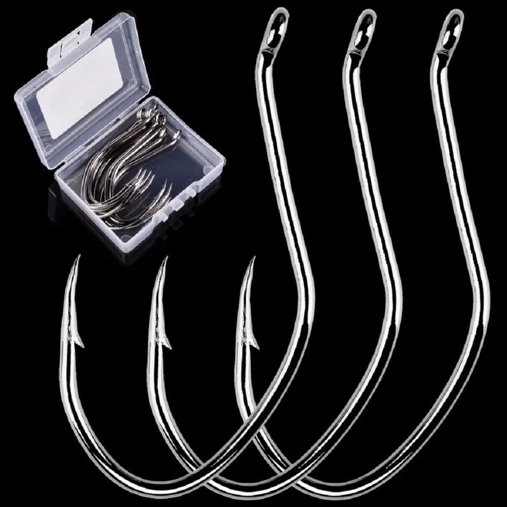 10 pcs/box fish hooks cat plugged hook for catfish high carbon steel 6/0 -10 love fishing V hook sharp circle box for fishing gear