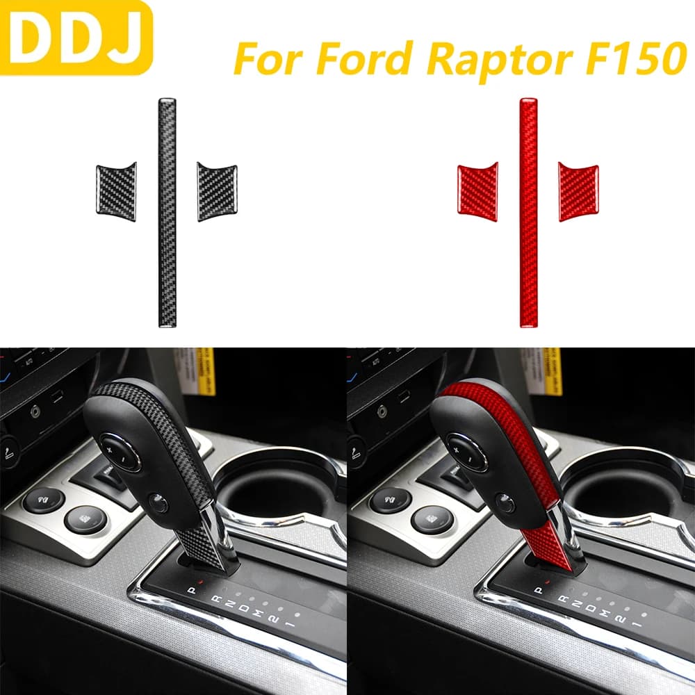 Per Ford Raptor F150 2009-2014 Console centrale in fibra di carbonio Pomello del cambio Pannello di rivestimento Strisce Accessori auto Decorazione adesivo
