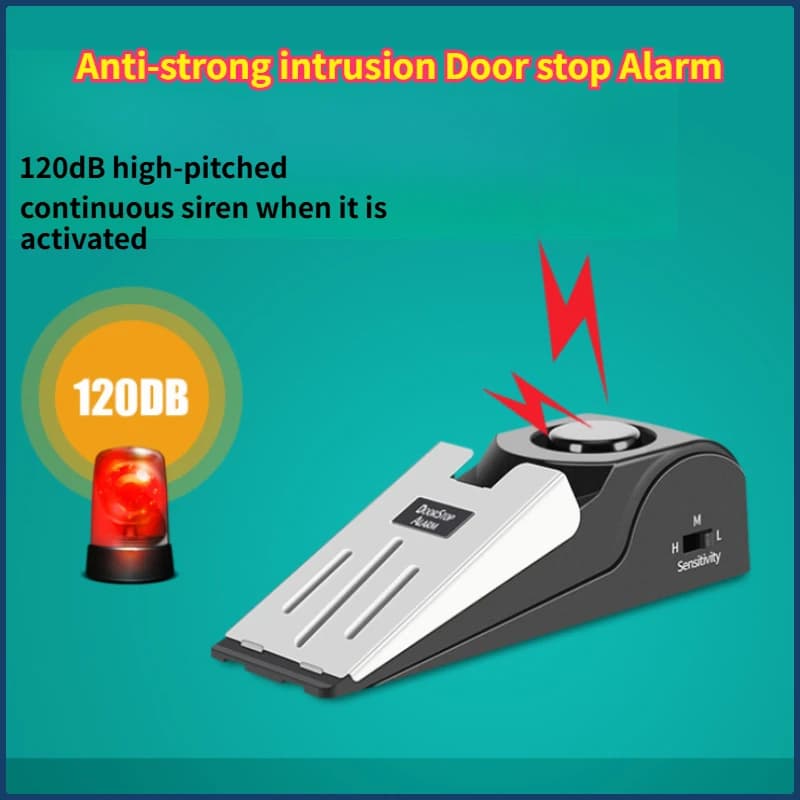 Sistema di allarme fermaporta senza fili a batteria 120dB Sistema di blocco porta antifurto di sicurezza domestica forte Allarme di pressione fermaporta portatile