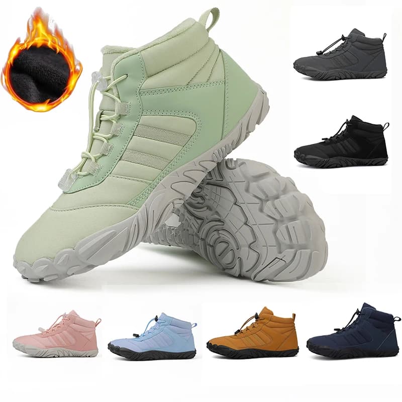 Scarpe da uomo impermeabili invernali a piedi nudi da donna stivali da neve in cotone caldo foderato in pelliccia Unisex scarpe da trekking all'aperto