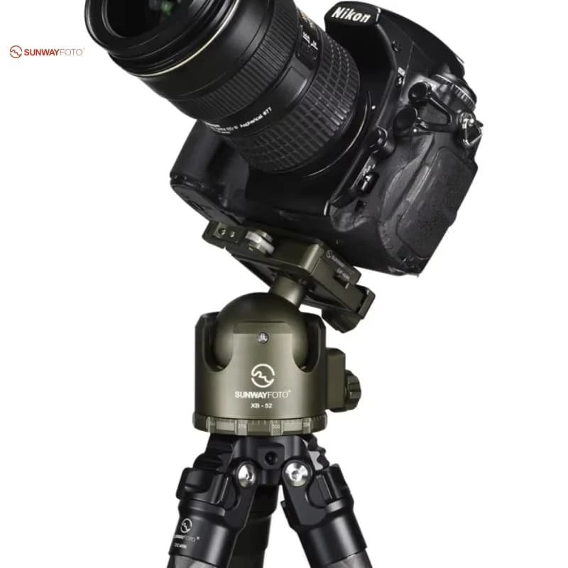 SunwayFoto Testa a Sfera a Basso Profilo per Fotocamera con Piastra a Sgancio Rapido Arca-Swiss Verde Militare-XB-52DLG