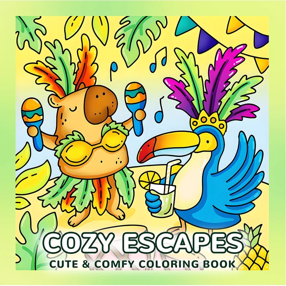COZY ESCAPES Coloring Book for Adults Cute & Comfy Daily Activities for Educational DIY Relaxation Children Drawing Books