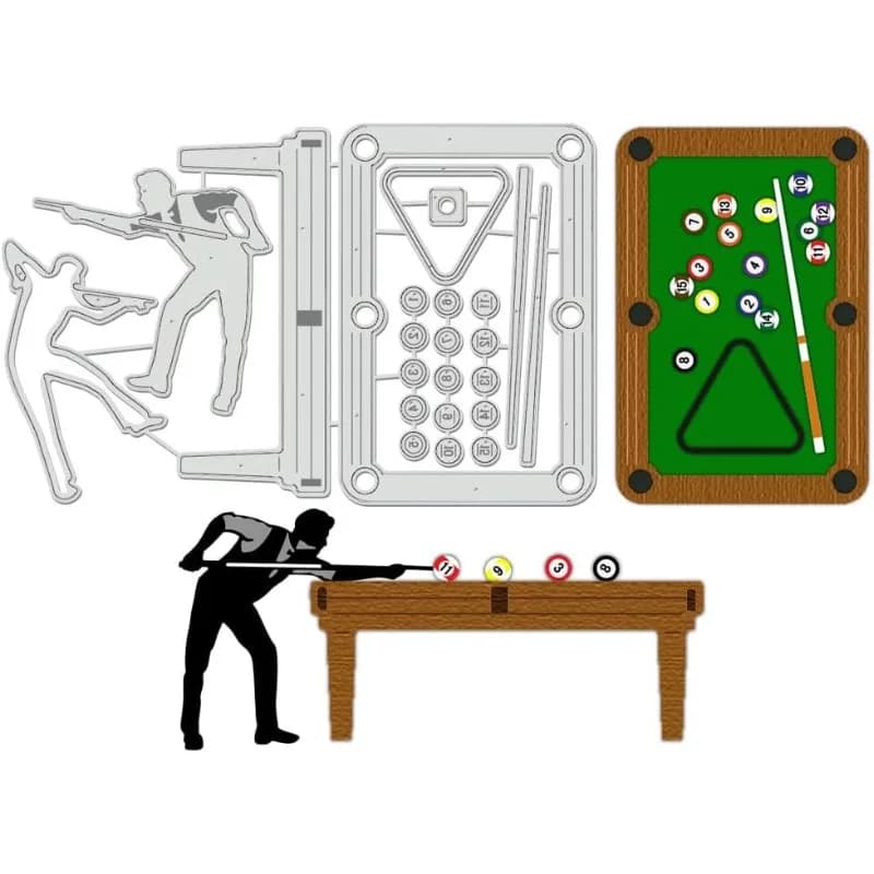 1pc Tavolo Da Biliardo Fustelle Gioco di Palla Stencil Giocatore di Biliardo Decorativo Goffratura Stencil per Scrapbooking Album di Foto