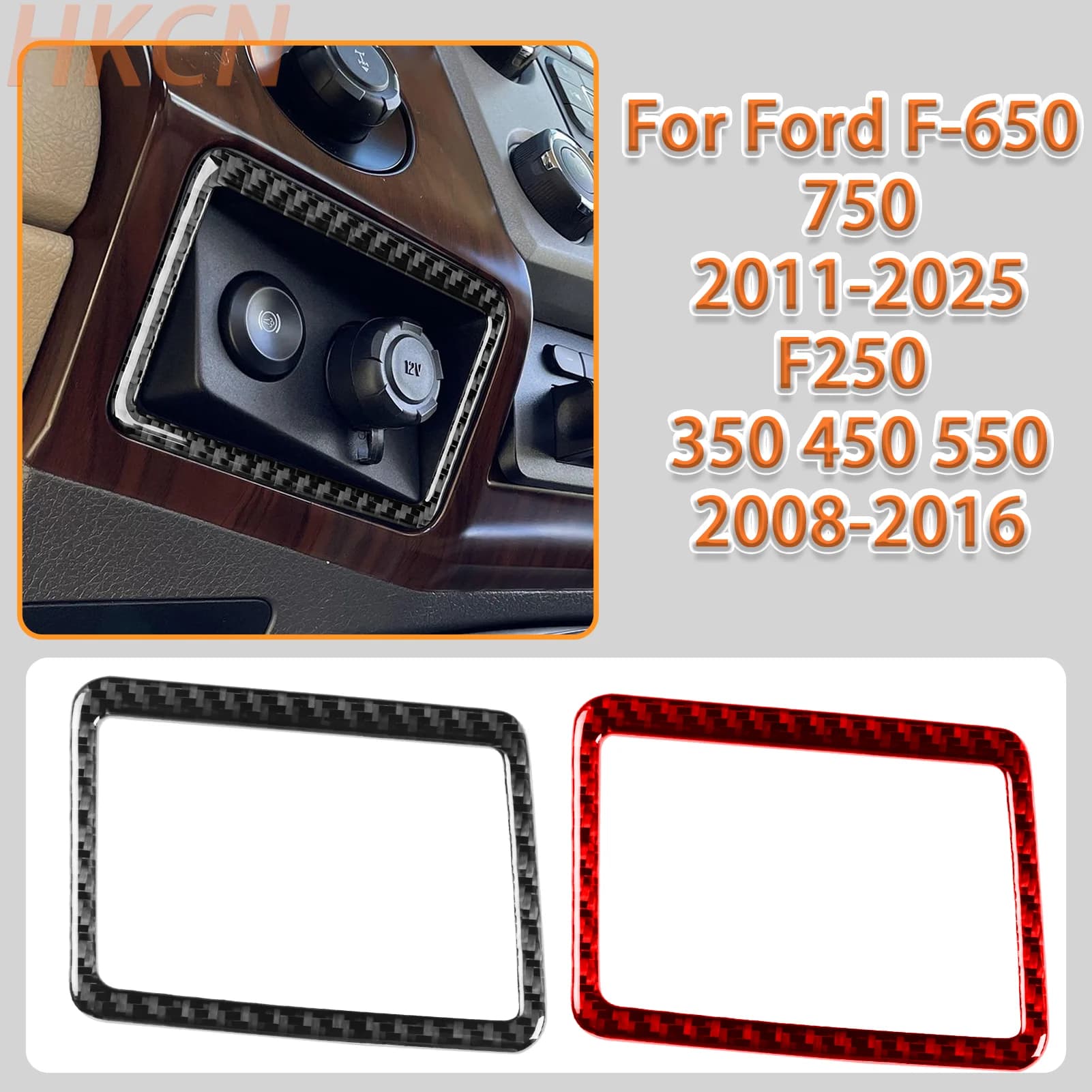 Per Ford F-650 750 F250 350 450 550: Cornice Esterna del Pannello della Presa di Corrente della Console Centrale in Fibra di Carbonio, Adesivo Accessorio Interno per Auto
