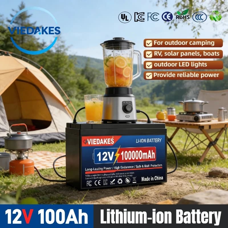 Batteria ricaricabile lifepo4 da 100 Ah 12 V - Adatta per pannello solare RV Camping Outdoor Alimentazione affidabile