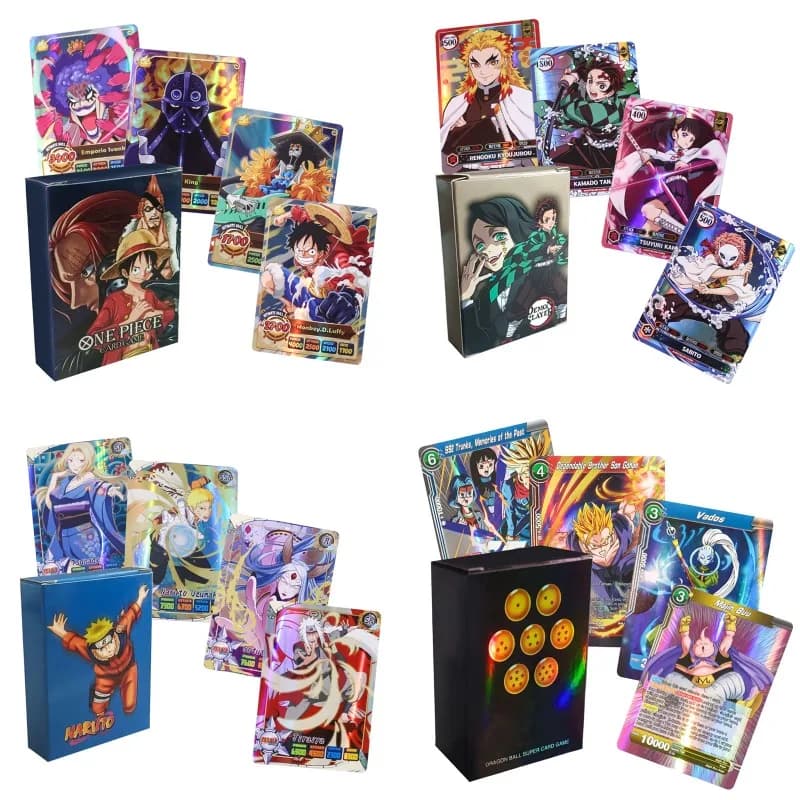 Demon Slayer: Killer Dragon Ball One Piece Gioco di carte da collezione 50 carte flash inglesi Naruto Carte da battaglia