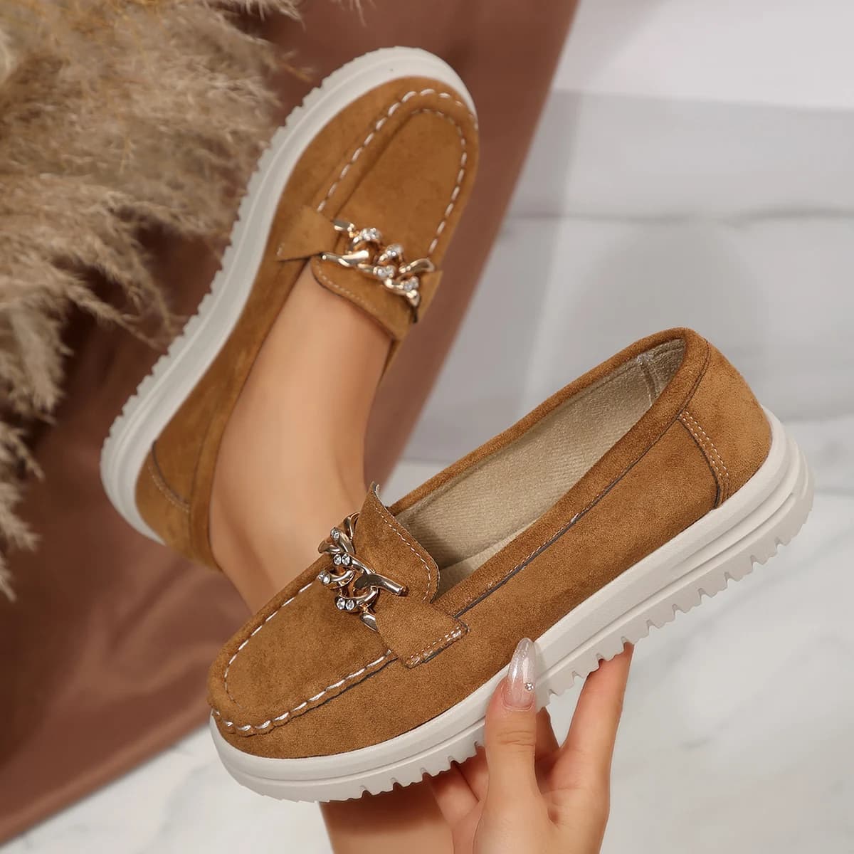 Mocassini bassi da donna Punta tonda Scarpe basse con suola morbida solida Primavera Autunno Casual Slip on Mary Jane Scarpe Sneakers moda Donna