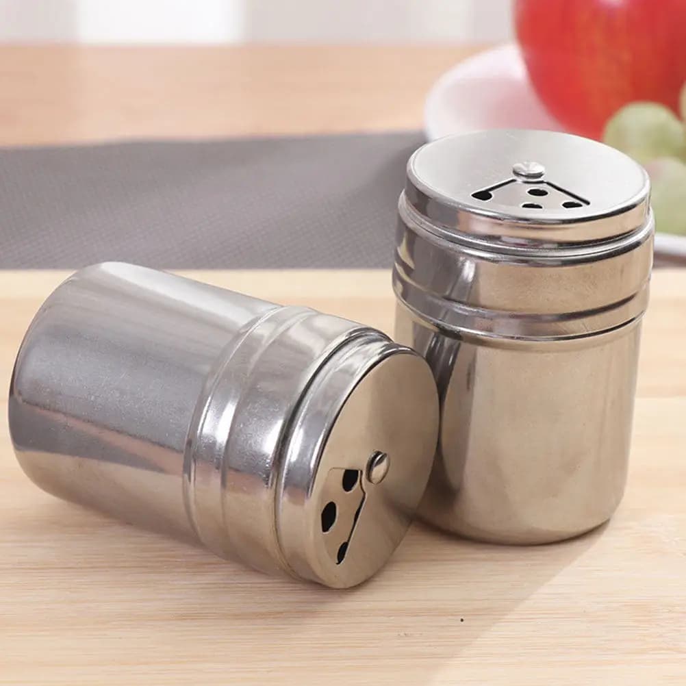 Set di 5 Barattoli per Spezie in Acciaio Inox, Contenitori per Condimenti, Bottiglie per Sale, Pepe e Zucchero
