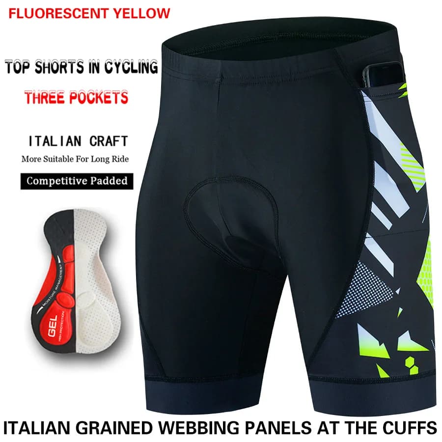 2025 New Men's Cycling Clothes Summer Cycling Shorts Quick Drying Breathable 3 Pockets Silicone Seat cushion