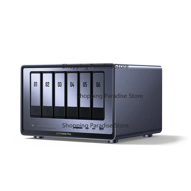 DXP6800 pro Archiviazione attaccata nella rete desktop a 6 alloggiamenti (NAS) con CPU I5 1235u 10 8 GB DDR5 RAM 128 GB SSD 2 * 10 GbE 2 * Slot M.2 NVMe
