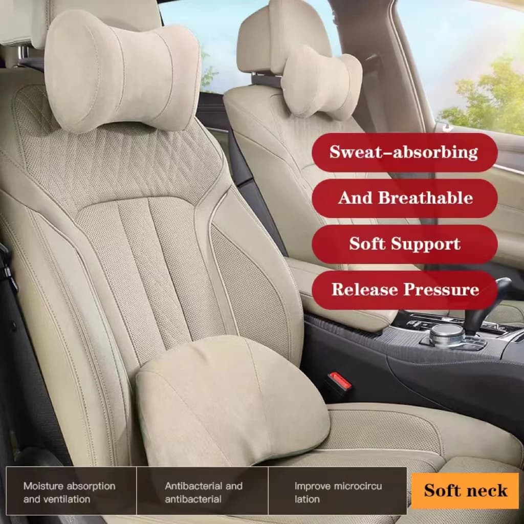 Memory Foam Car Neck Pillow Protective Lumbar Back Support Breathable Car Headrest Cushion Relieve Stress Car Seat Pillow